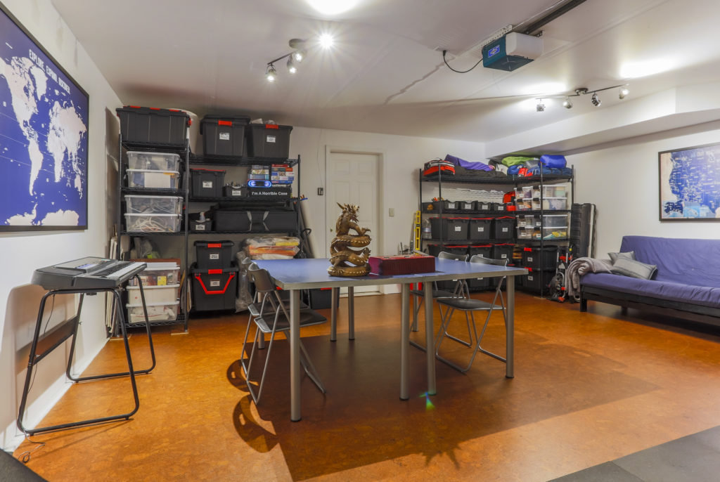 second photo of renovated garage with storage